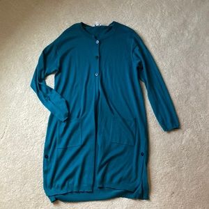 J Jill button front pocket longline cardigan sweater tunic